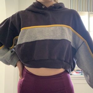 Vintage Cropped Striped Hoodie